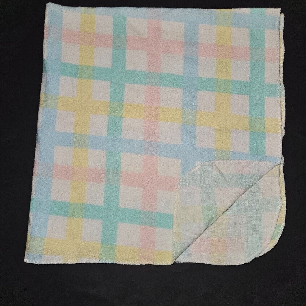 Pastel Pink Blue Green Yellow White Receiving Blanket Lovey Security 100% Cotton